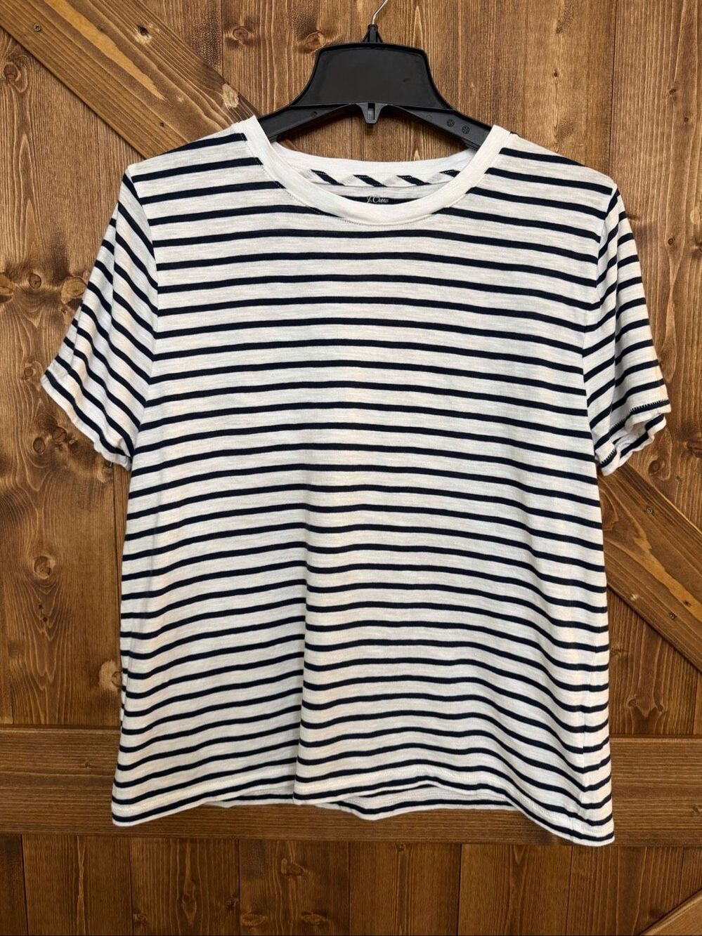 J.Crew Vintage Cotton Women’s XL Navy & White Striped Short Sleeve Tee (9150)